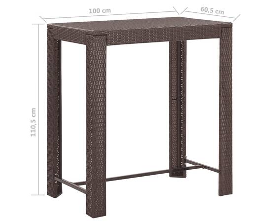 Set mobilier bar de grădină cu perne, 5 piese, maro, poliratan, 9 image