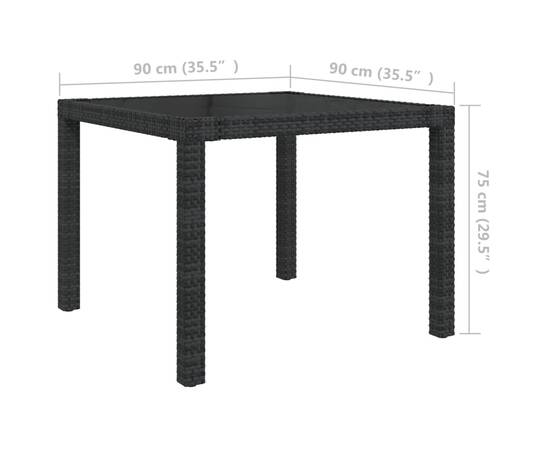 Set mobilier de exterior cu perne, 3 piese, negru, poliratan, 11 image