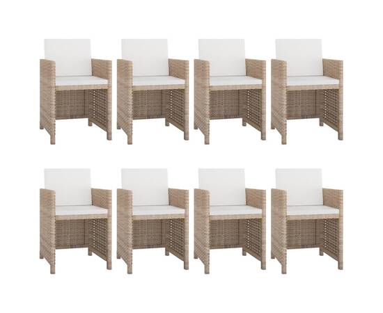 Set mobilier de exterior cu perne, 9 piese, bej, poliratan, 2 image