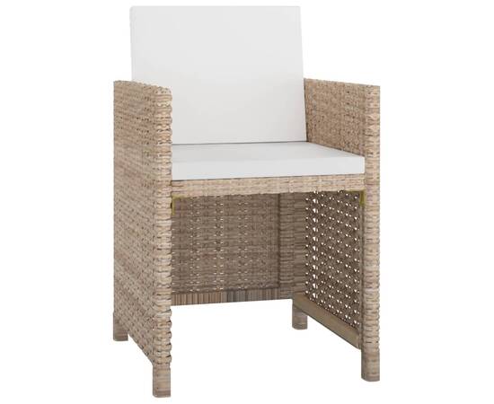 Set mobilier de exterior cu perne, 9 piese, bej, poliratan, 3 image