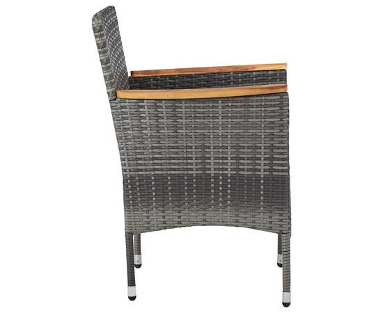 Set mobilier de grădină, 3 piese, gri, poliratan și lemn acacia, 8 image