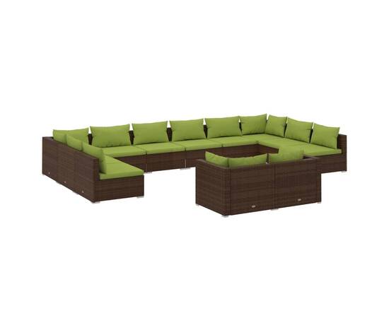 Set mobilier de grădină cu perne, 12 piese, maro, poliratan, 2 image