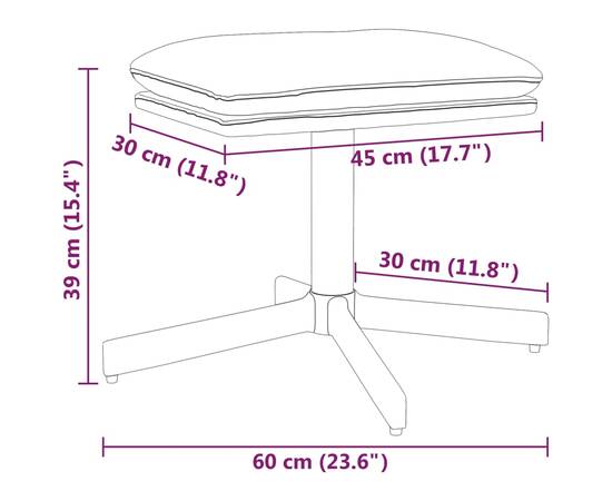 Taburet, alb crem, 60x60x39 cm, catifea, 6 image