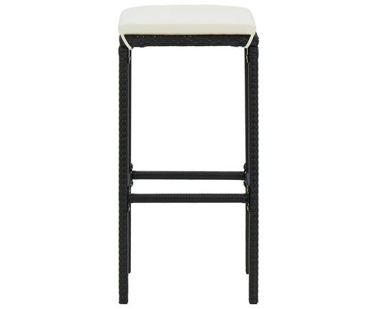 Set mobilier bar de grădină cu perne, 3 piese, negru, 4 image