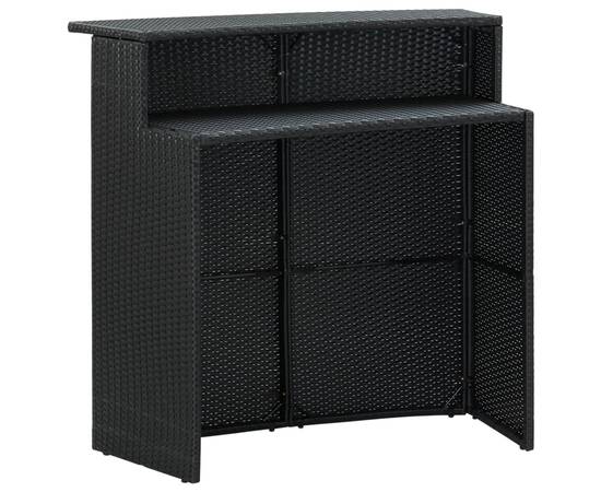 Set mobilier bar de grădină cu perne, 3 piese, negru, 5 image