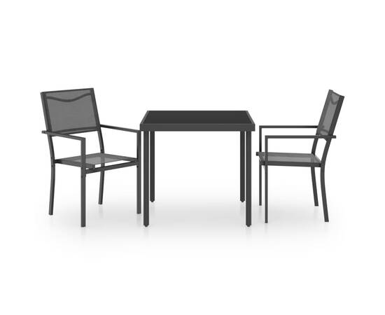 Set mobilier de exterior, 3 piese, oțel, 2 image