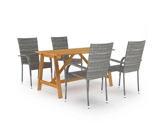 Set mobilier de grădină, 5 piese, gri