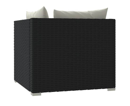 Canapea cu 2 locuri, cu perne, negru, poliratan, 7 image