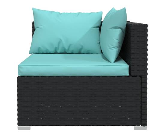 Canapea cu 3 locuri, cu perne, negru, poliratan, 6 image