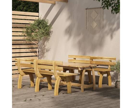 Set mobilier de exterior, 3 piese, lemn de pin tratat