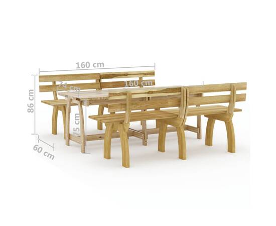 Set mobilier de exterior, 3 piese, lemn de pin tratat, 10 image