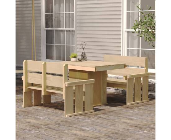 Set mobilier de exterior, 3 piese, lemn de pin tratat