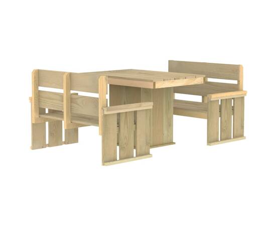 Set mobilier de exterior, 3 piese, lemn de pin tratat, 2 image