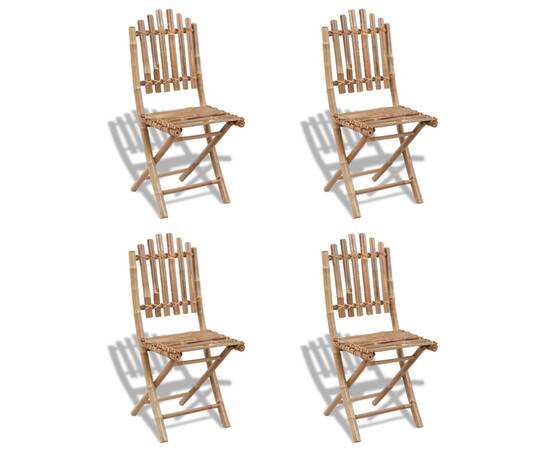 Set mobilier de exterior pliabil, 5 piese, bambus, 4 image