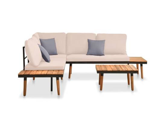 Set mobilier de grădină cu perne, 4 piese, lemn masiv de acacia, 2 image