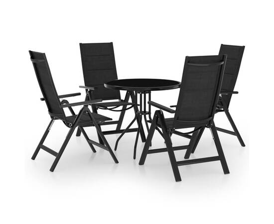 Set mobilier bistro, 5 piese, negru și antracit