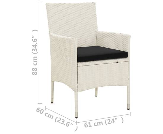 Set mobilier de exterior cu perne, 5 piese, alb, poliratan, 10 image