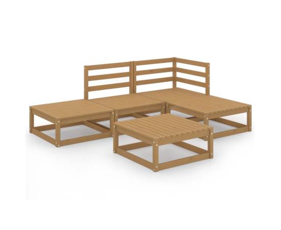 Set mobilier de grădină, 5 piese, maro miere, lemn masiv de pin, 2 image