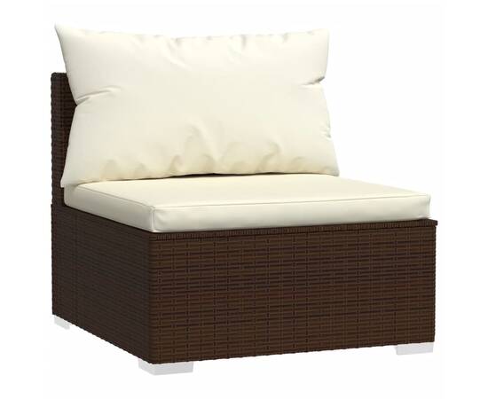 Canapea cu 3 locuri, cu perne, maro, poliratan, 3 image