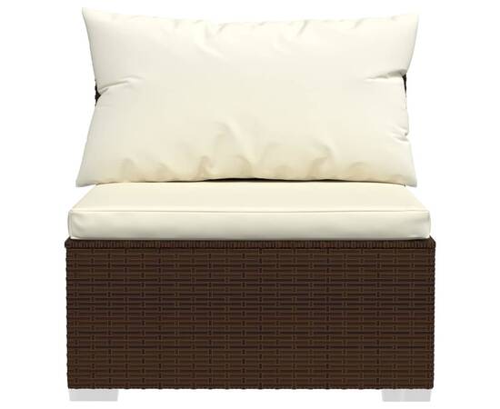Canapea cu 3 locuri, cu perne, maro, poliratan, 5 image