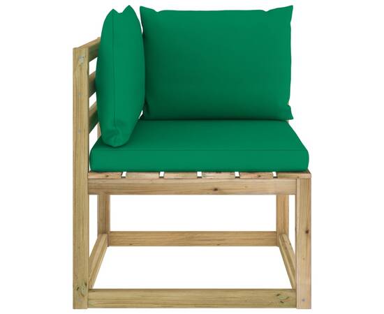 Canapele colțar grădină cu perne, 2 buc., lemn pin verde tratat, 6 image