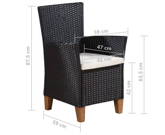 Set mobilier de exterior, 7 piese, negru și maro, poliratan, 8 image