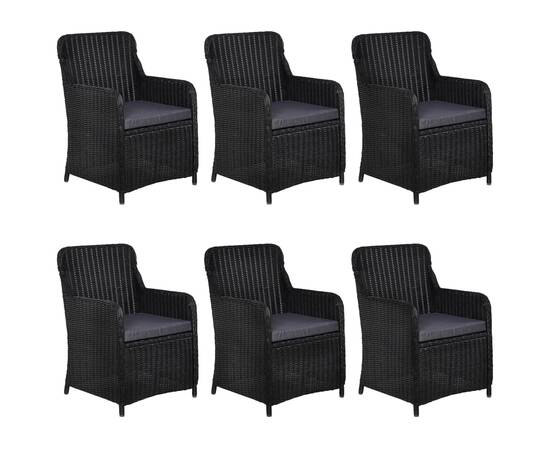 Set mobilier de exterior, 7 piese, negru, poliratan, 4 image