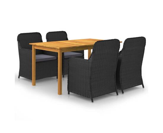 Set mobilier de grădină, 5 piese, negru