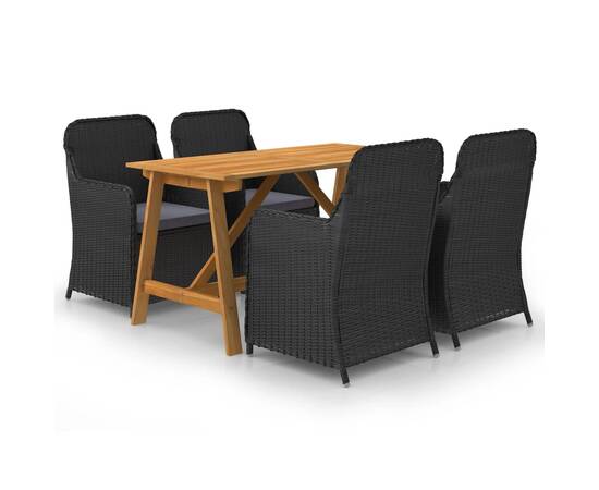 Set mobilier de grădină, 5 piese, negru