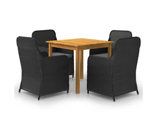 Set mobilier de grădină, 5 piese, negru