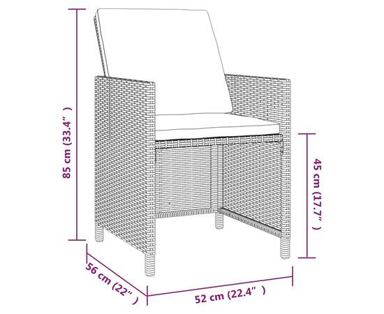 Set mobilier de grădină cu perne, 5 piese, gri, poliratan, 6 image