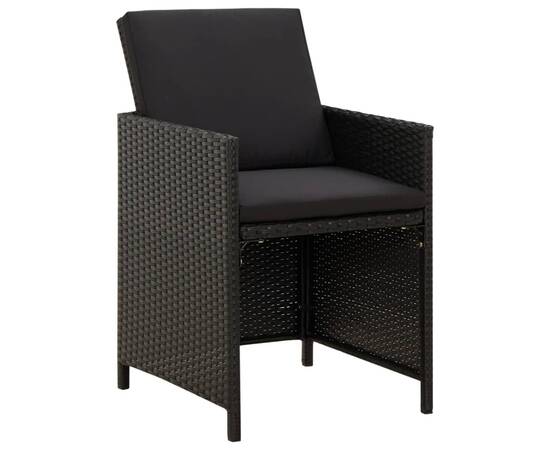 Set mobilier de grădină cu perne, 9 piese, negru, poliratan, 4 image