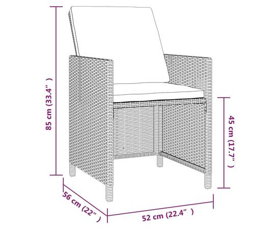 Set mobilier de grădină cu perne, 9 piese, negru, poliratan, 6 image