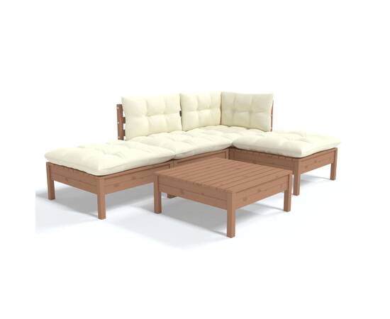 Set mobilier grădină cu perne, 5 piese, maro miere, lemn de pin, 2 image