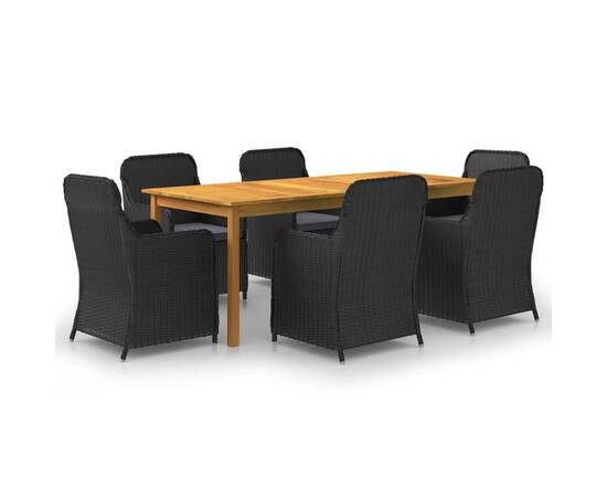 Set mobilier pentru grădină, 7 piese, negru