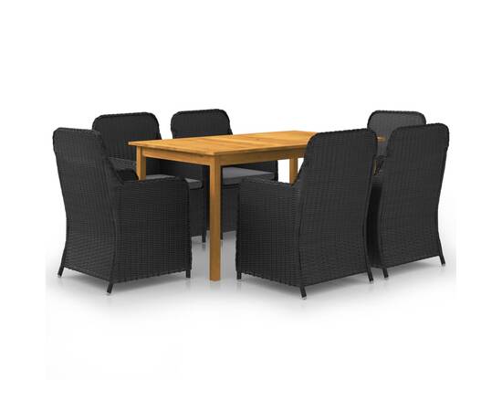 Set mobilier pentru grădină, 7 piese, negru