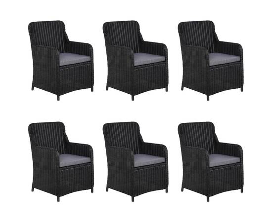 Set mobilier pentru grădină, 7 piese, negru, 5 image