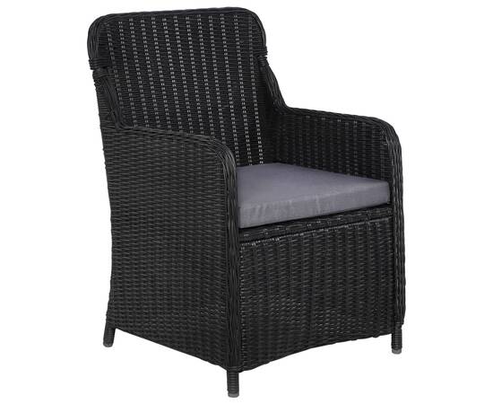 Set mobilier pentru grădină, 7 piese, negru, 6 image