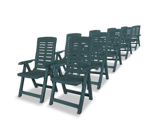 Set mobilier de exterior, 11 piese, verde, plastic, 3 image