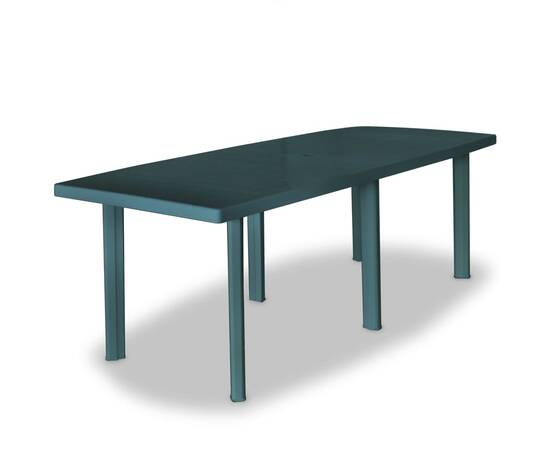 Set mobilier de exterior, 11 piese, verde, plastic, 2 image