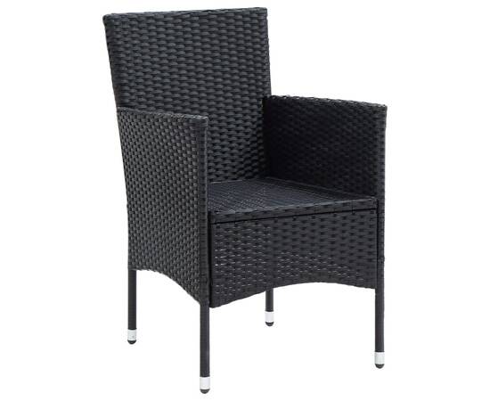 Set mobilier de grădină cu perne, 3 piese, negru, poliratan, 5 image