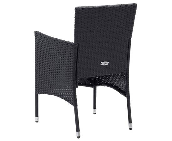 Set mobilier de grădină cu perne, 3 piese, negru, poliratan, 7 image