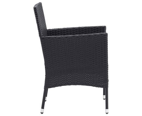 Set mobilier de grădină cu perne, 3 piese, negru, poliratan, 6 image