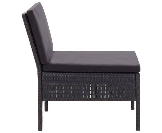 Set mobilier de grădină cu perne, 6 piese, negru, poliratan, 11 image