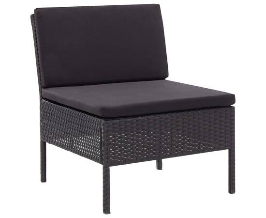 Set mobilier de grădină cu perne, 6 piese, negru, poliratan, 8 image