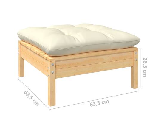 Set mobilier grădină cu perne crem, 10 piese, lemn masiv de pin, 7 image