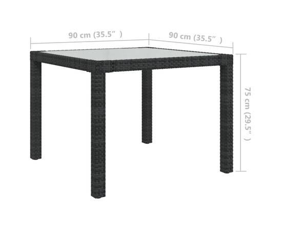 Set mobilier de exterior cu perne, 3 piese, negru, poliratan, 11 image