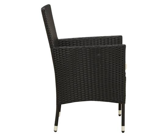 Set mobilier de exterior cu perne, 3 piese, negru, poliratan, 5 image