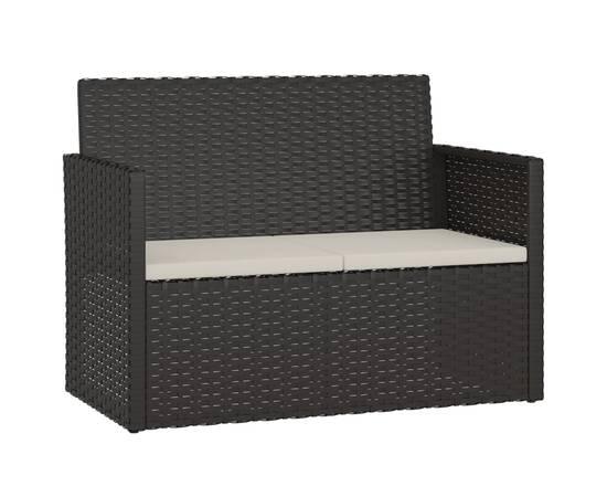 Set mobilier de exterior cu perne, 4 piese, negru, poliratan, 4 image