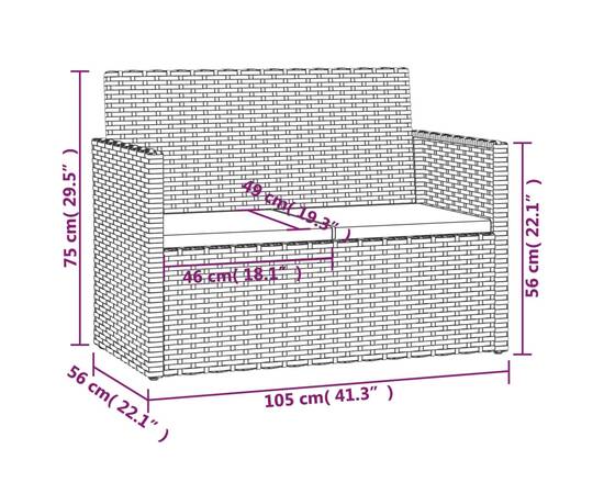 Set mobilier de exterior cu perne, 4 piese, negru, poliratan, 10 image